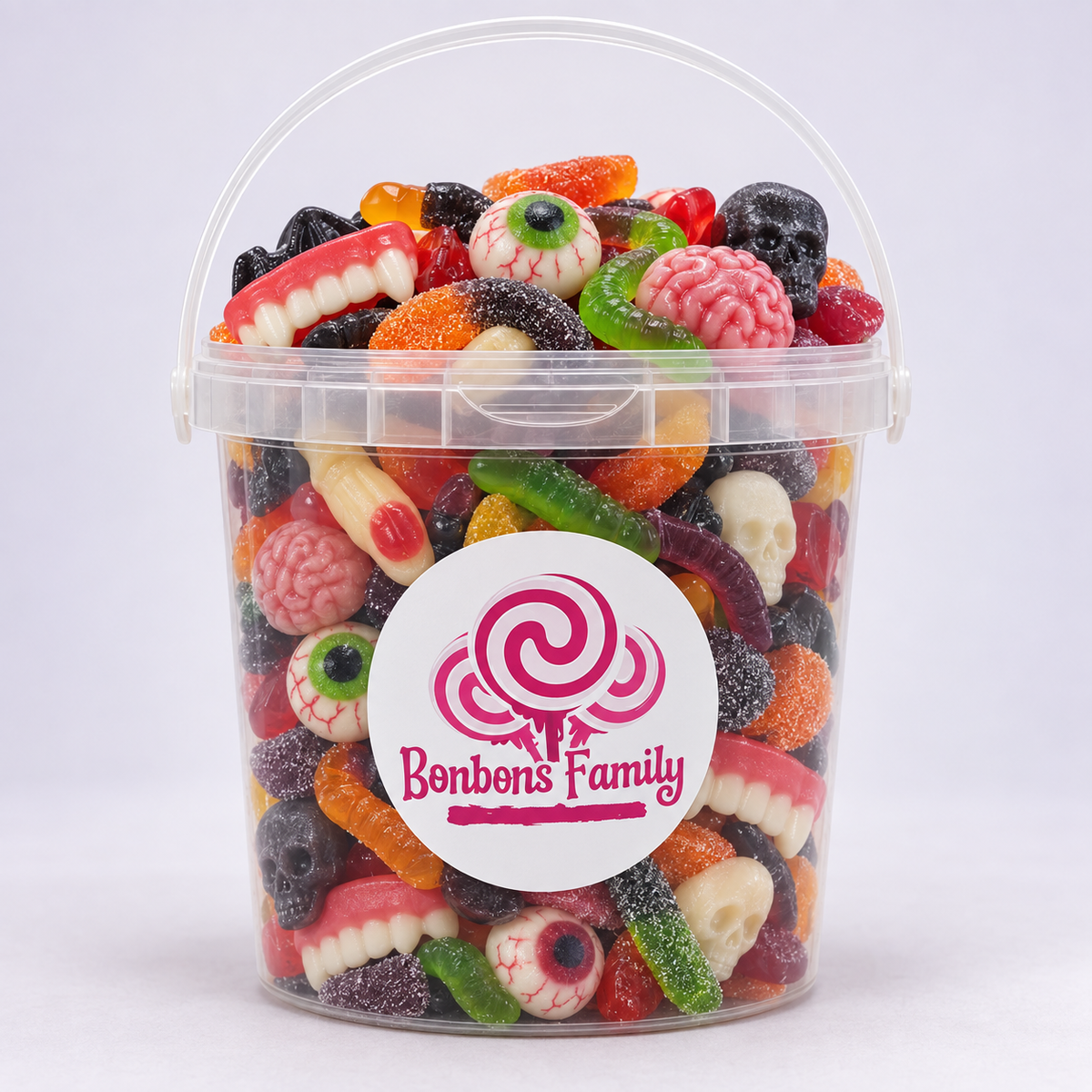 Seau Bonbons Halloween Bonbons Family - 1kg de Friandises Effrayantes