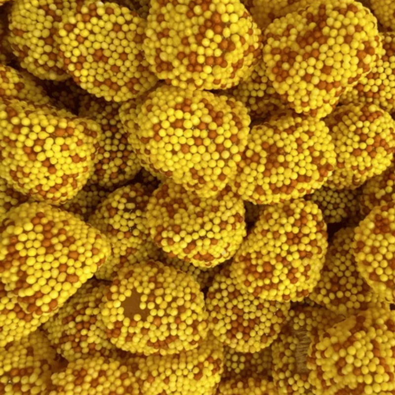 Mûres perlées Citron-Cola D’Sito, bonbons gélifiés jaunes et bruns