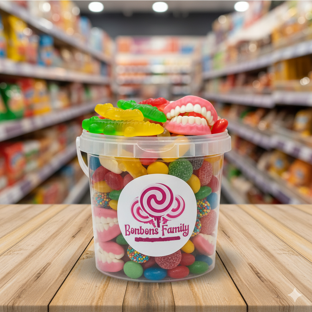 Seau de Bonbons Lisses 2,5 kg – Assortiment festif et généreux