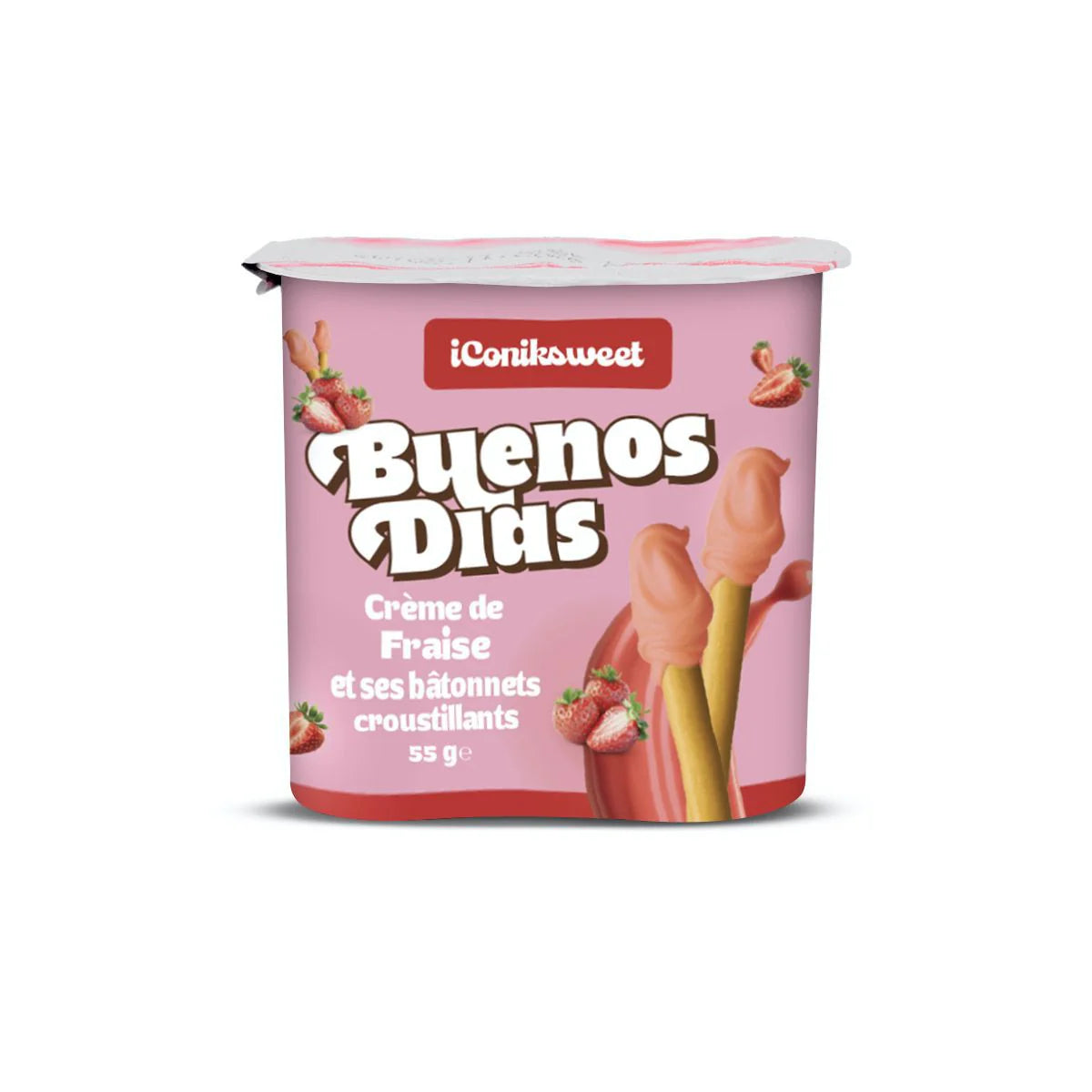 Buenos Dias – Crème de Fraise & Bâtonnets Croustillants (55g)