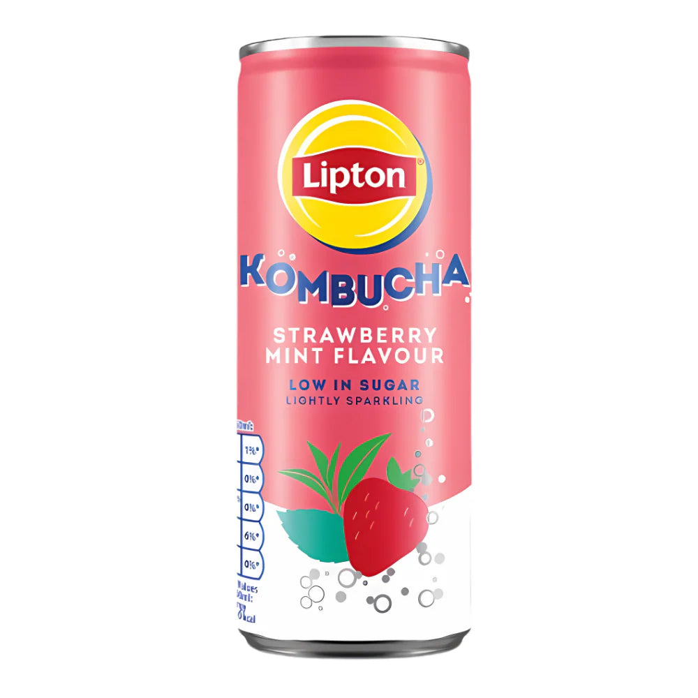 Lipton Kombucha Strawberry & Mint – Thé fermenté pétillant à la fraise et à la menthe
