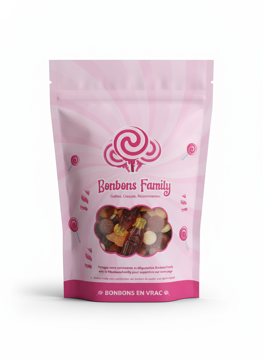 Sachet 1kg Mix Bonbons Cola en Vrac -  Saveur Cola | Bonbons Family